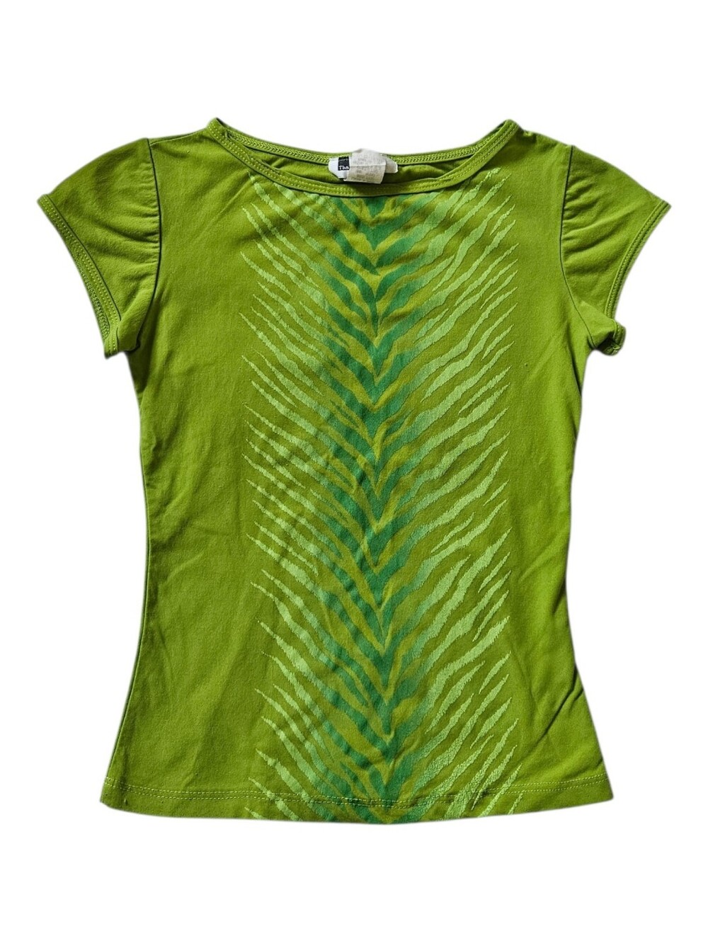 Vintage 90s Eccentric Green Zebra Mini Baby Tee